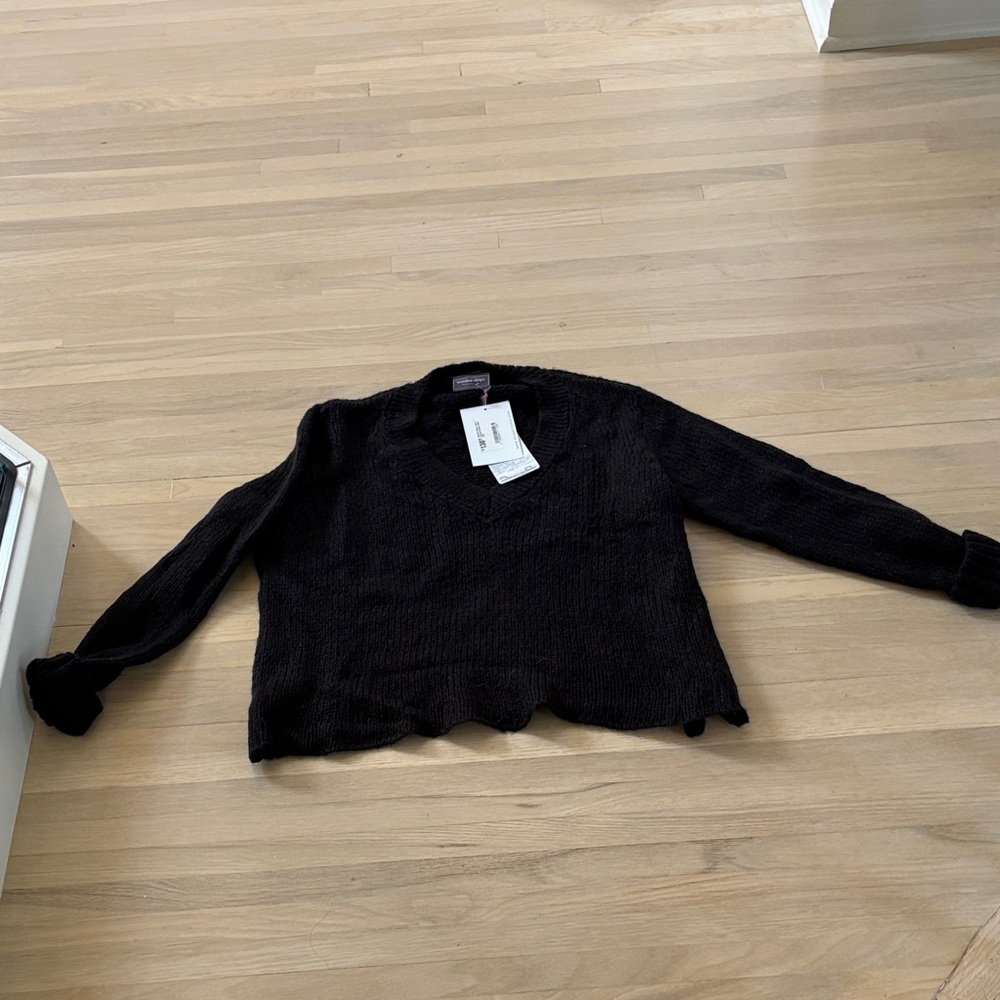 Wooden Ships Black V-Neck Sweater
